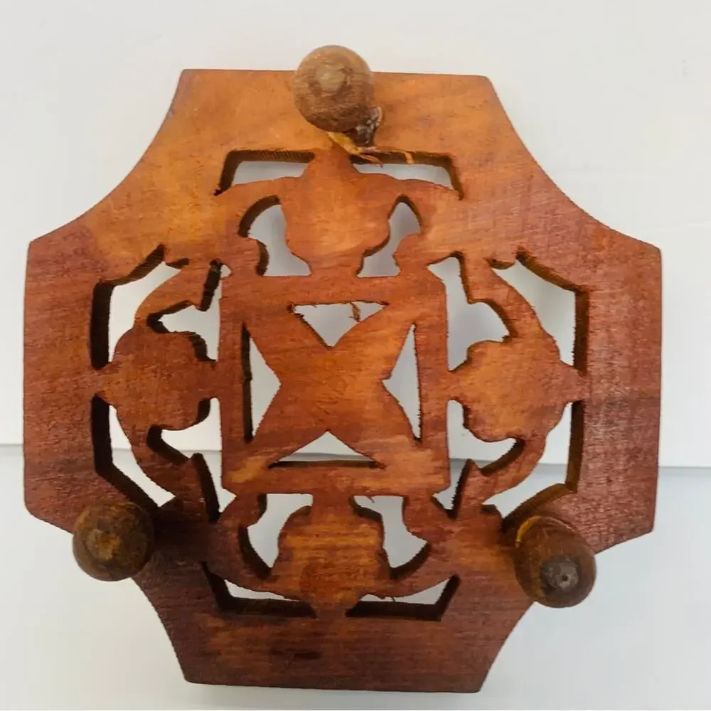 Carved Wood Footed Trivet